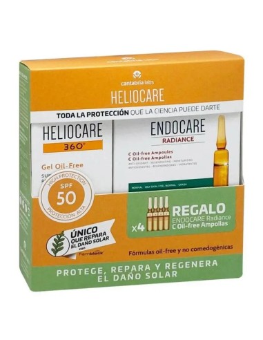 Pack Heliocare Gel Oil Free 50Ml + 4 Ampollas Endocare C Oil Free