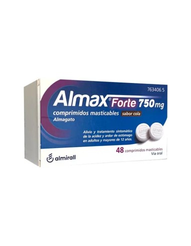 Almax forte 750 Mg Sabor Cola | 48 comprimidos