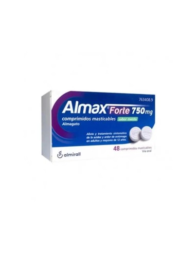 Almax forte 750 Mg Sabor Menta, 48 comprimidos