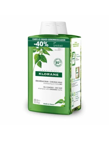 Klorane Duplo Champú Seborregulador A La Ortiga Bio - Cabello Graso 400 Ml