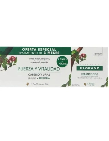 Klorane Keratincaps Anticaída Pack 3x30 cápsulas