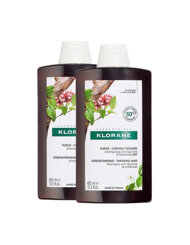 Klorane Pack Dúo Champú a la Quinina con Vitaminas B, 2X400 ml