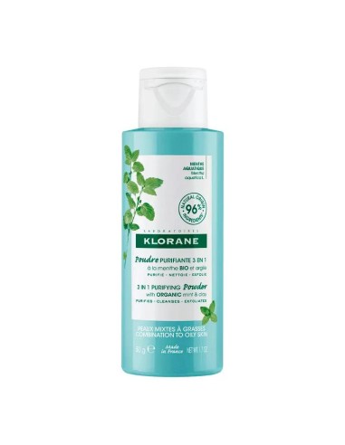 Klorane Polvo Purificante 3 En 1 a la Menta Acuática Bio 50 gr