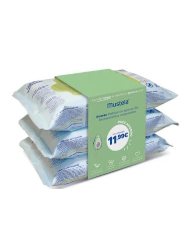 Mustela Toallitas Limpiadoras, 3X60 unidades