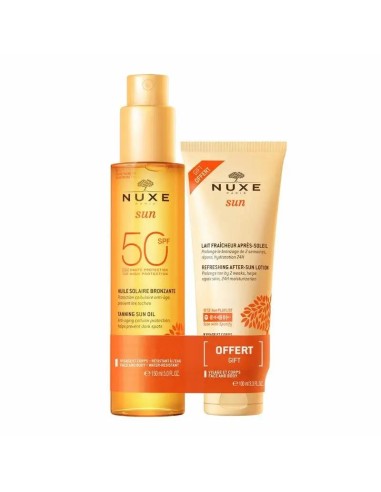 Nuxe Sun Aceite Bronceador Rostro y Cuerpo SPF 50  + Leche Refrescante After Sun 100ml