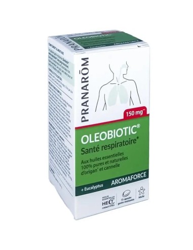Pranarom Aromaforce Oleobiotic Salud de las vías respiratorias  Aceites Esenciales 100% puros e integrales,  15 cápsulas