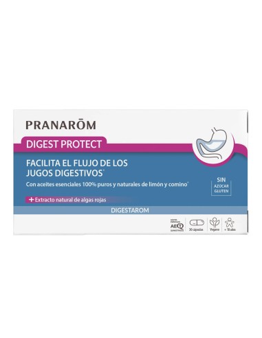 Pranarom Digest Protect Vegano, 30 cápsulas