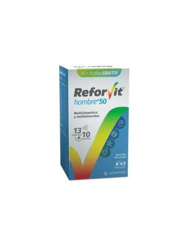 Reforvit Complemento Alimenticio Para El Refuerzo Diario, Adaptado A Las Necesidades De Edad Y Sexo Hombre 50+, 45 cápsulas