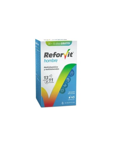 Reforvit Complemento Alimenticio Para El Refuerzo Diario, Adaptado A Las Necesidades De Edad Y Sexo Hombre, 45 cápsulas
