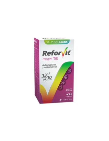 Reforvit Complemento Alimenticio Para El Refuerzo Diario, Adaptado A Las Necesidades De Edad Y Sexo Mujer 50+, 45 cápsulas