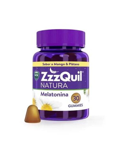 ZzzQuil NATURA Gummies Plátano Y Mango, 30 Unidades