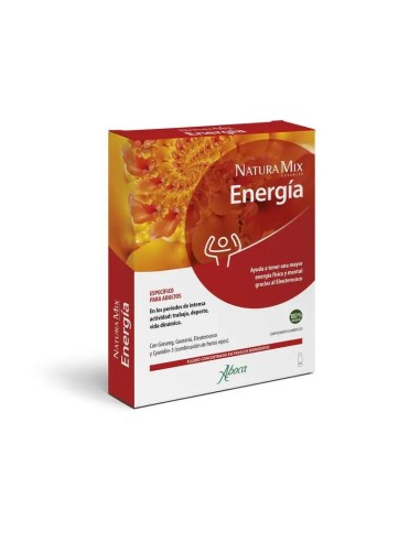 Aboca Natura Mix Advanced Energía Energía Física Y Mental, Con Gynseng, Guaraná, Eleuterococo Y Cyanidin -3, 10 frascos