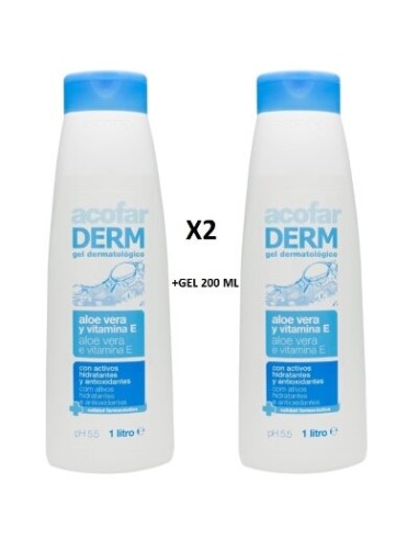 ACOFARDERM PACK GEL ALOE 2X1L +GEL 200ML