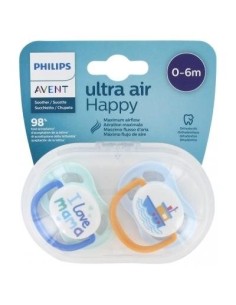 CHUPETE AVENT TEXTO NIÑO SILIC 0-6M 2U