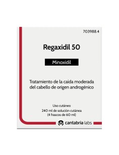 Regaxidil 50 mg/ml Minoxidil Solución Cutánea 4 Frascos de 60 ml 2