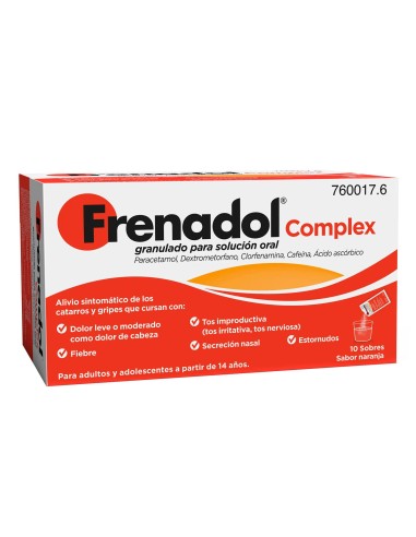 FRENADOL® Complex Antigripal, Vía Oral, 10 Sobres