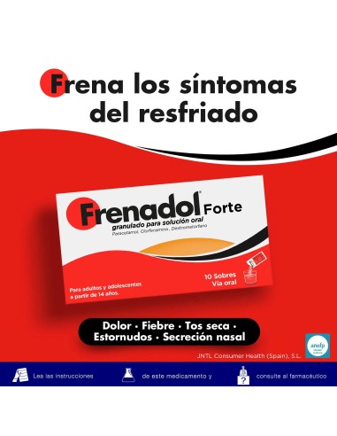 FRENADOL® Forte Antigripal, Vía Oral, 10 sobres