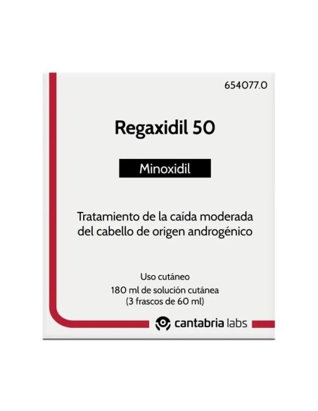 Regaxidil 50 mg/ml Minoxidil Solución Cutánea 3 Frascos de 60 ml