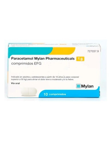 Paracetamol Mylan Pharmaceuticals 1 gr, 10 Comprimidos