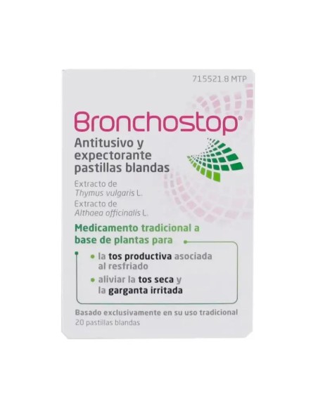 Bronchostop Antitusivo y Expectorante, 20 Pastillas Blandas