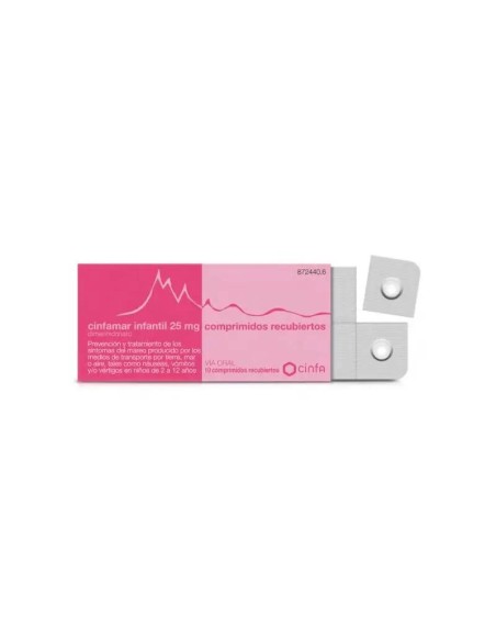 Cinfamar Infantil 10 comprimidos 25 Mg