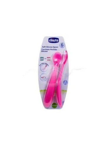 CUCHARA CHICO INFANTIL SILIC ROSA 6M 2UD