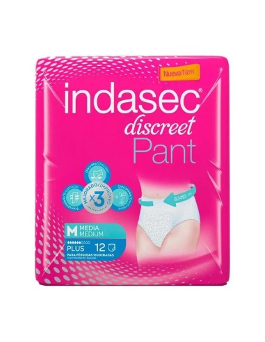 Indasec Discreet Pant Plus Talla Mediana Bolsa - 12 unidades